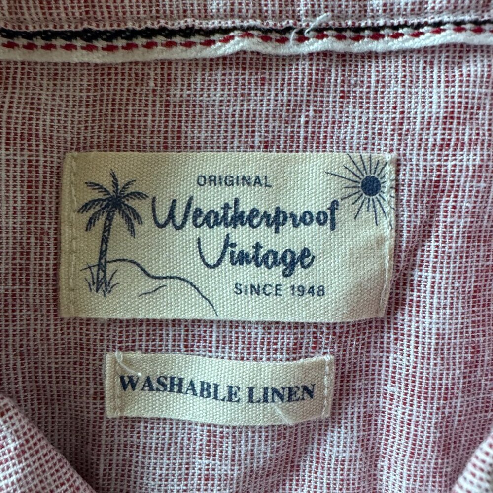 Weatherproff Vintage woven washable linen short sleeve button front shirt sz XL - Picture 4 of 10